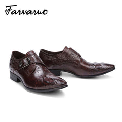 Crocodile Print Monk Strap Oxford Shoes for Men