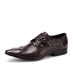 Crocodile Print Monk Strap Oxford Shoes for Men
