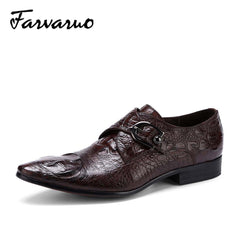 Crocodile Print Monk Strap Oxford Shoes for Men