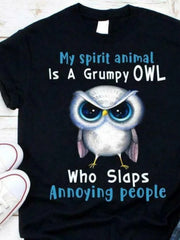 Cartoon Owl & Letter Short Sleeve T shirts O neck Summer Stretchy Tops Women