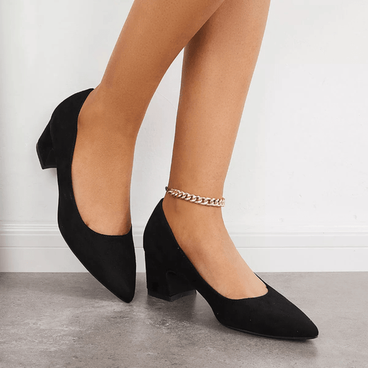 Women's Pointed Toe Low Heel Slip-On Court Pumps