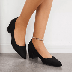 Women's Pointed Toe Low Heel Slip-On Court Pumps