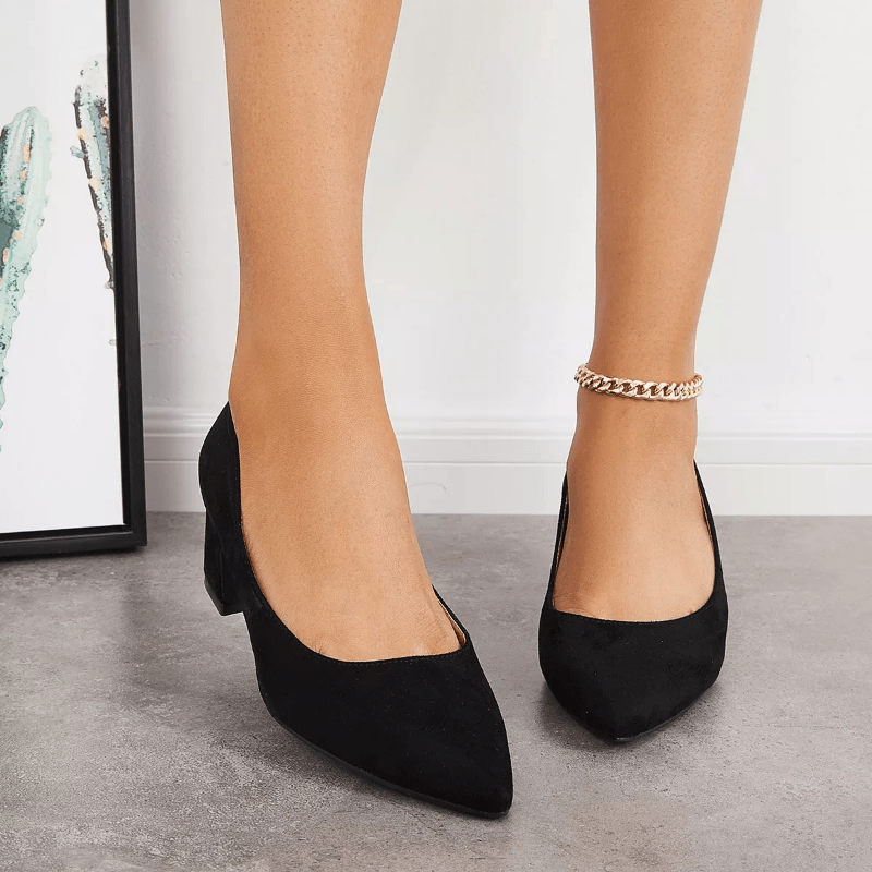 Women's Pointed Toe Low Heel Slip-On Court Pumps