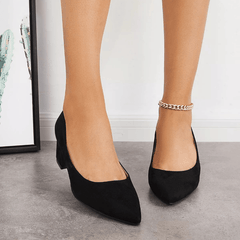 Women's Pointed Toe Low Heel Slip-On Court Pumps