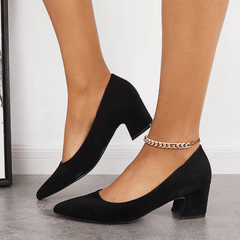 Women's Pointed Toe Low Heel Slip-On Court Pumps