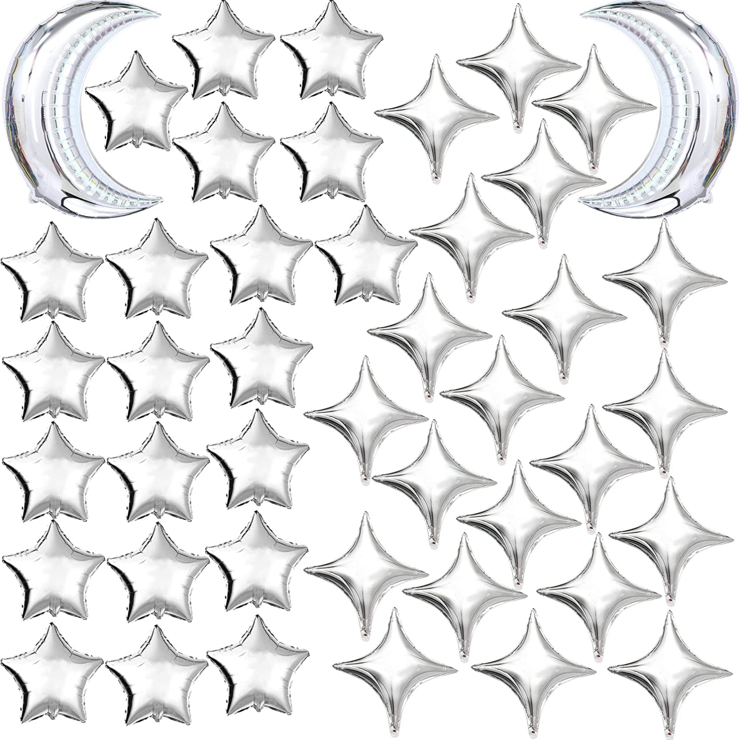 42Pcs Moon & Star Foil Balloons for Graduation Baby Shower Wedding