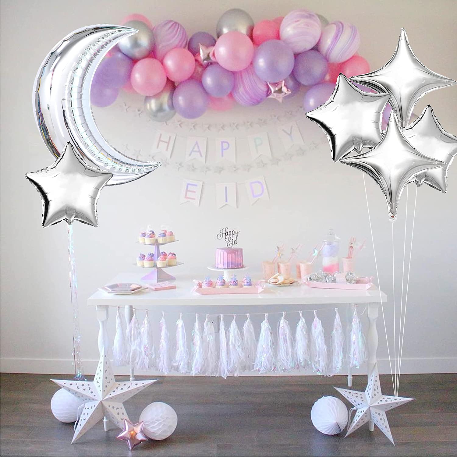 42Pcs Moon & Star Foil Balloons for Graduation Baby Shower Wedding