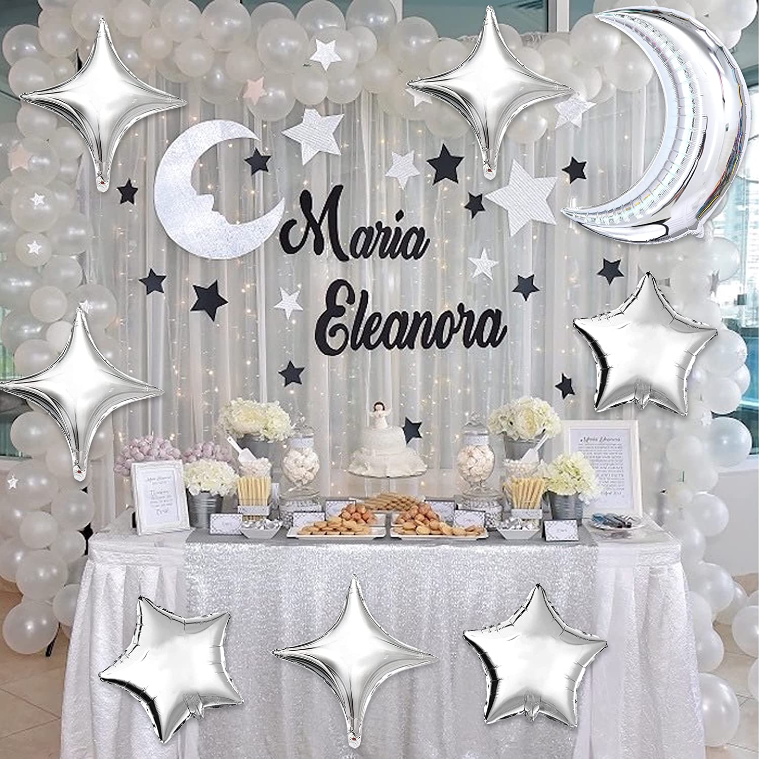 42Pcs Moon & Star Foil Balloons for Graduation Baby Shower Wedding