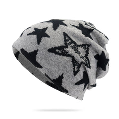 Men's Baggy Soft Slouchy Beanie Hat Stars Pattern Stretch Knitted Hat