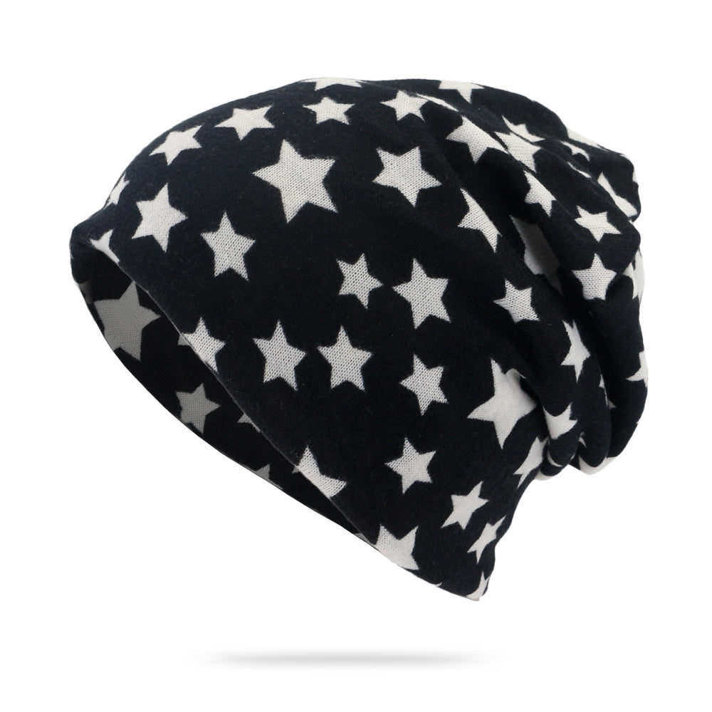 Men's Baggy Soft Slouchy Beanie Hat Stars Pattern Stretch Knitted Hat