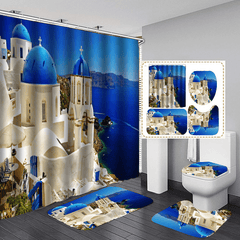 Greek Sea Of Love Shower Curtain Set Bathroom Decor