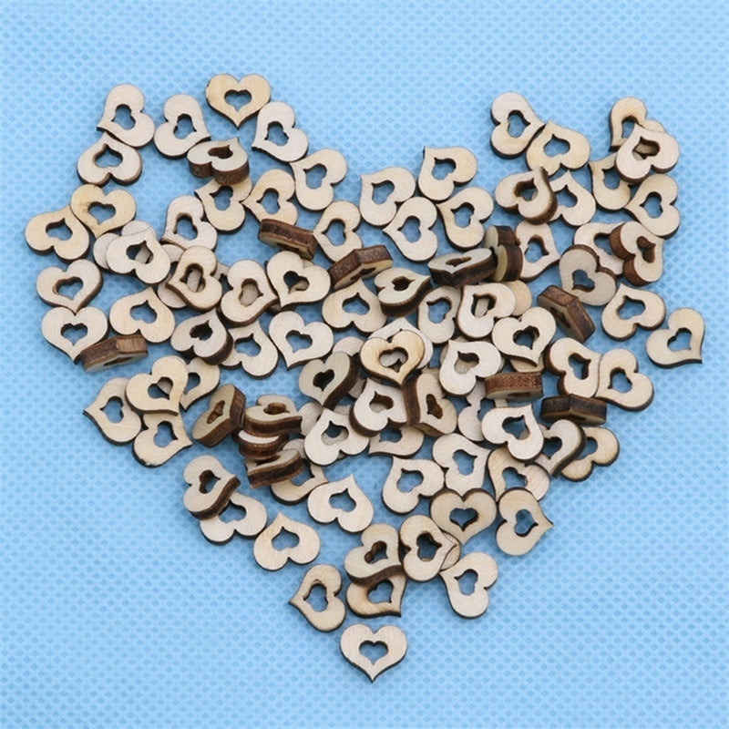 100pcs Rustic Wooden Love Hearts for Weddings and Decorations
