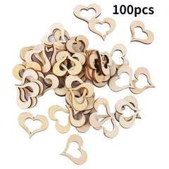 100pcs Rustic Wooden Love Hearts for Weddings and Decorations