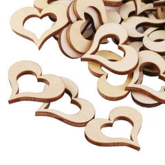 100pcs Rustic Wooden Love Hearts for Weddings and Decorations