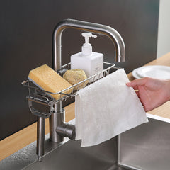 Stainless Steel Faucet Storage Rack Hanging Basket Sponge Draining