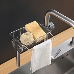 Stainless Steel Faucet Storage Rack Hanging Basket Sponge Draining