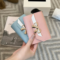 Short Wallet Hit Women Bow Tie Hasp Purse Multiple Card Slots