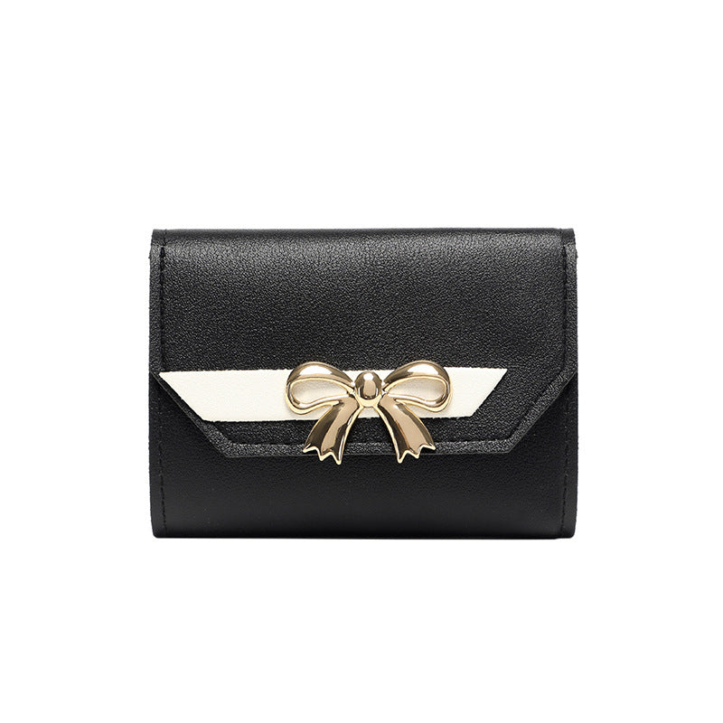 Short Wallet Hit Women Bow Tie Hasp Purse Multiple Card Slots