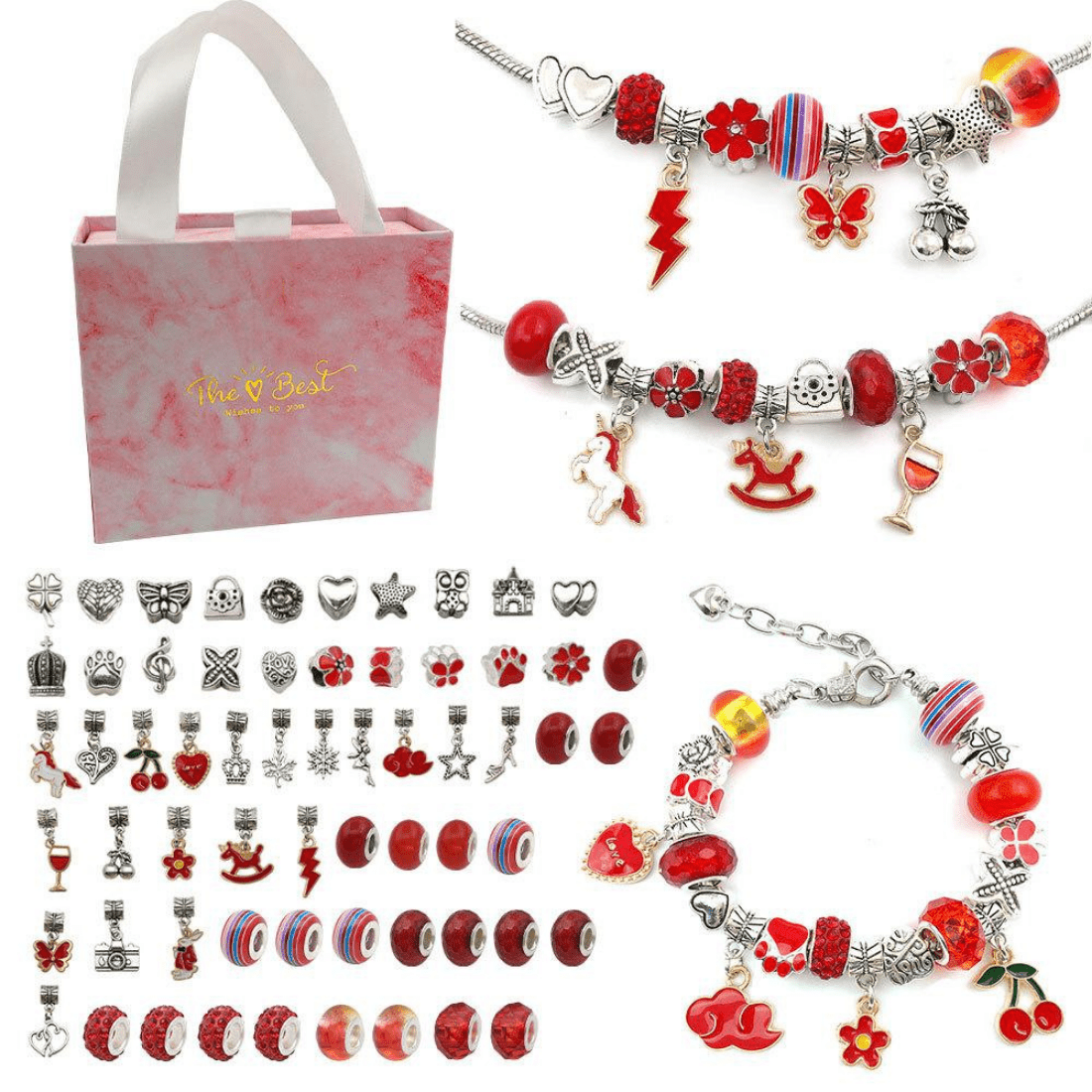 DIY Bracelet Making Kit with Beads, Charms, Bracelets, and Cords