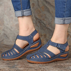 Women's Closed Toe Platform Sandals with Ankle Strap