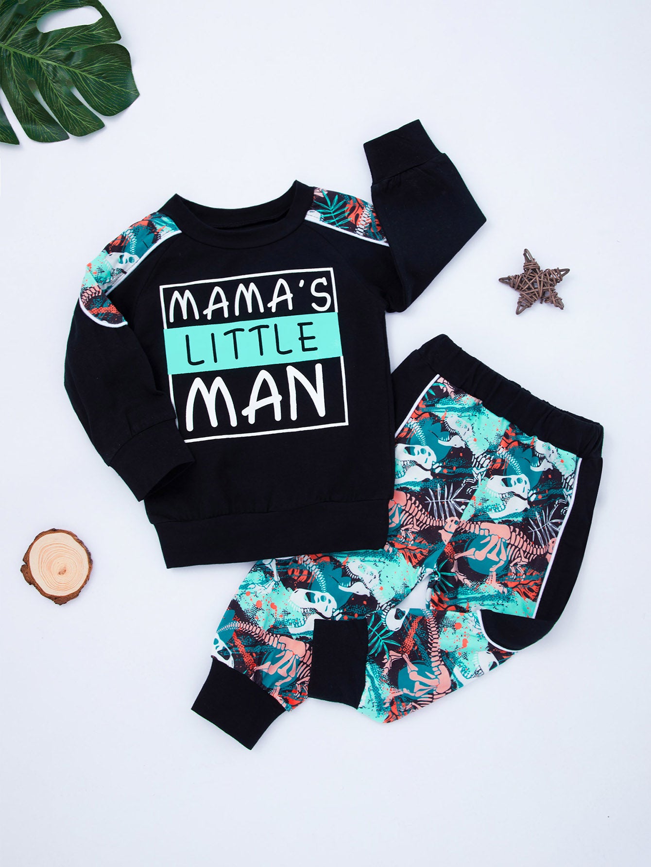 Boys Letter Print Sweatshirt Set Long Sleeve & Pants