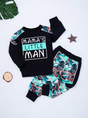 Boys Letter Print Sweatshirt Set Long Sleeve & Pants