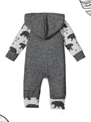 Baby Boys Casual Mama s Boy Hooded Romper Jumpsuit