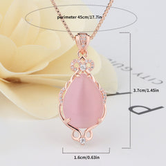 Pink Crystal Rose Quartz Pendant Necklace for Girls