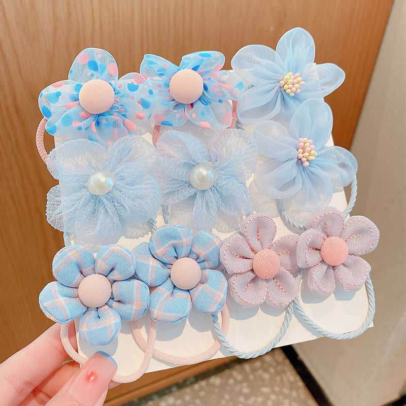 10pcs Flower Bow Hair Ties for Toddler Girls & Kids