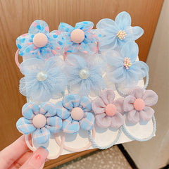 10pcs Flower Bow Hair Ties for Toddler Girls & Kids