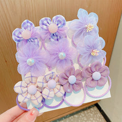 10pcs Flower Bow Hair Ties for Toddler Girls & Kids