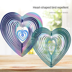 Heart Pattern Bird Repellent Hanging Ornament Outdoor Garden Decor