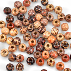 200 Pcs Wooden Beads Crafting Kit - 10mm Diameter - Assorted Colors