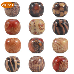 200 Pcs Wooden Beads Crafting Kit - 10mm Diameter - Assorted Colors