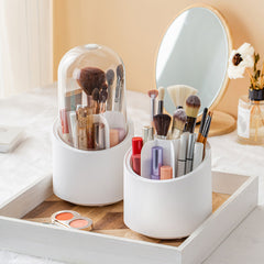 Makeup Brush Holder 360 Rotating Organizer with Clear Cover
