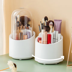 Makeup Brush Holder 360 Rotating Organizer with Clear Cover