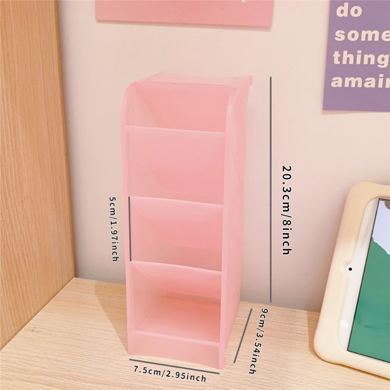 Candy 4 Grid Desktop Pen Holder School Stationery Makeup Brushes Organizer