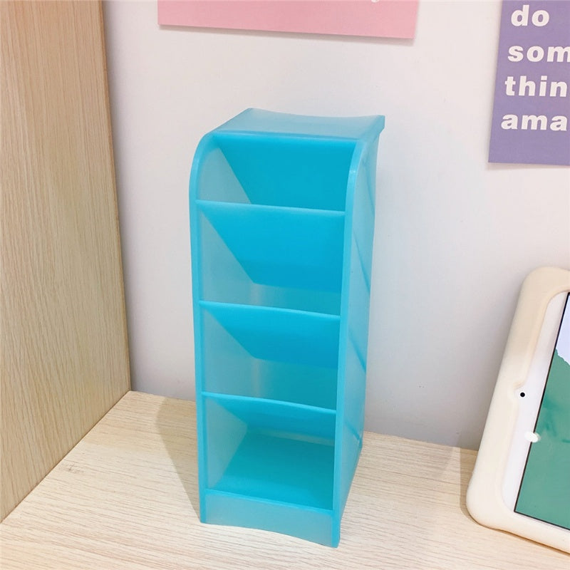 Candy 4 Grid Desktop Pen Holder School Stationery Makeup Brushes Organizer