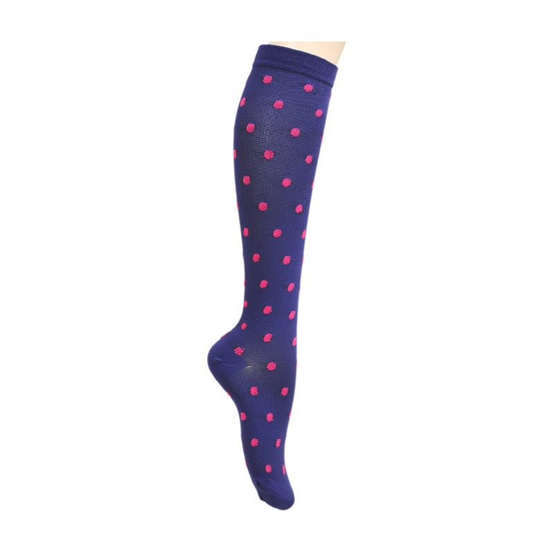 6 Pairs Heart & Polka Dots Print Compression Knee Length Socks For Women