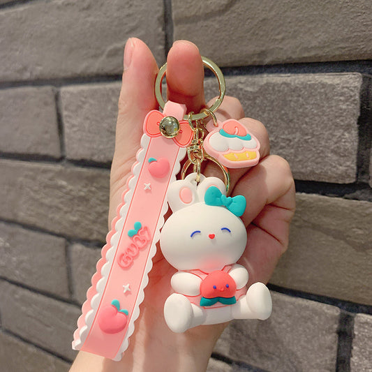 Cute Peach Rabbit Key Chain Pendant