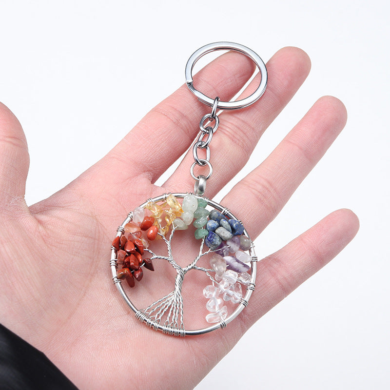7 Chakra Amethyst Tree Of Life Keychain