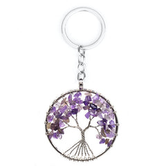 7 Chakra Amethyst Tree Of Life Keychain