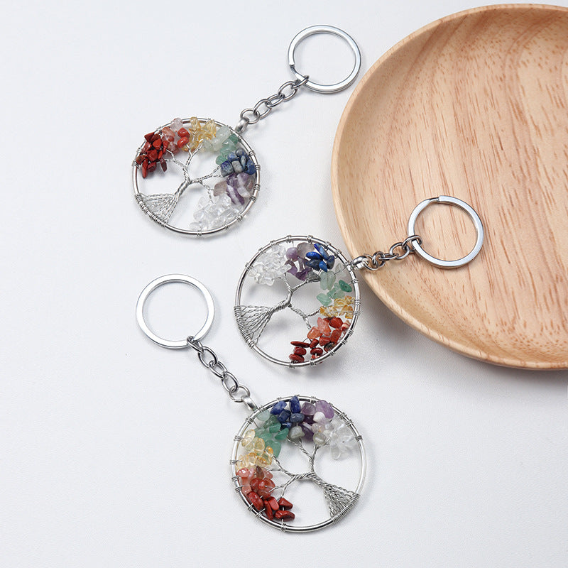 7 Chakra Amethyst Tree Of Life Keychain