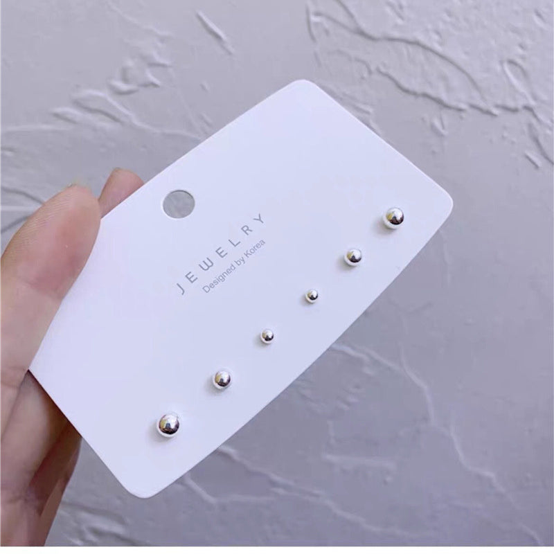 3 Pairs Kids S925 Silver Bean Shaped Stud Earrings Girls