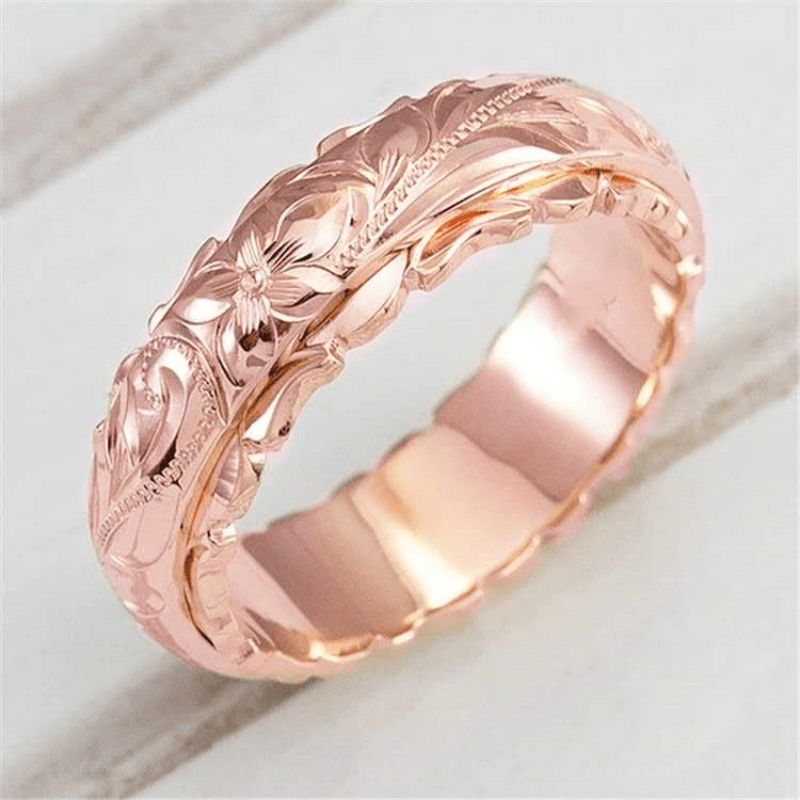 Flower Pattern Ring 18K Plated Minimalistic Jewelry