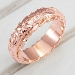 Flower Pattern Ring 18K Plated Minimalistic Jewelry