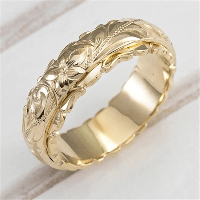 Flower Pattern Ring 18K Plated Minimalistic Jewelry