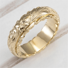 Flower Pattern Ring 18K Plated Minimalistic Jewelry