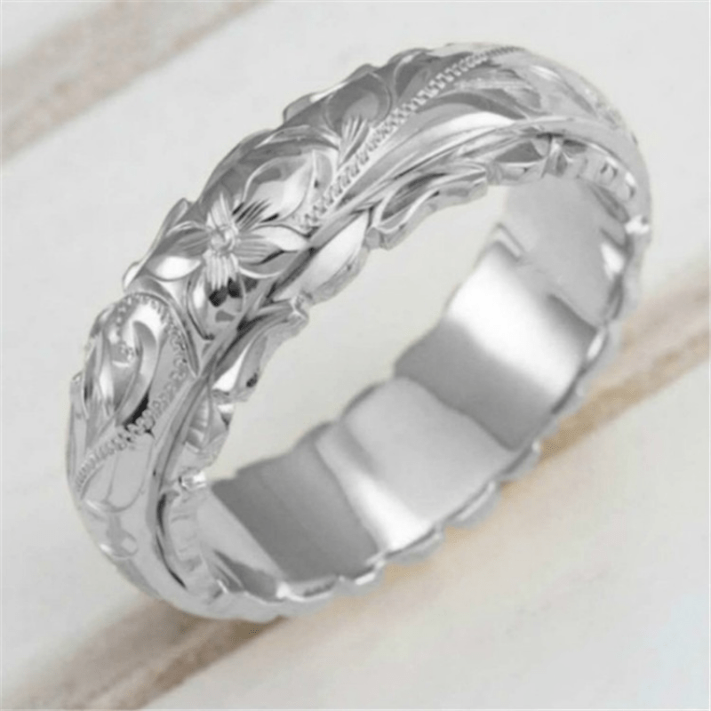 Flower Pattern Ring 18K Plated Minimalistic Jewelry