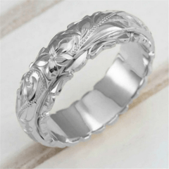 Flower Pattern Ring 18K Plated Minimalistic Jewelry